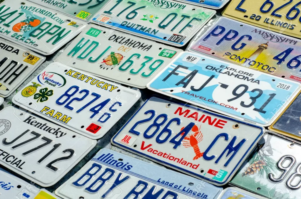123784213 kiev ucrania 11 de mayo de 2019 placa de matricula de vehiculos de los estados unidos de